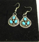 Navajo Sterling Silver Cluster Turquoise Dangle Tear Drop Earrings Signed  112