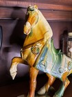 Chinese Tang Style Sancai Drip Glaze War Horse Pottery Figurine Distressed