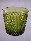 Vintage Indiana Glass Diamond Point Ice Bucket In Avocado Green 5 25  X 6 25 