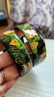 Vintage Hand-painted Russian Folk Art Wooden Bangles Set Lacquer Black 2