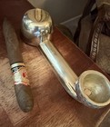 Vintage Mid Century Sold Brass Golf Shaft And Ball Cigar Ashtray  6 5    L  Heavy 