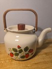 Strawberry Enamel Stovetop Tea Kettle Cream