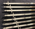 14 32  Antique Brass Stair Rods 28 Brackets Gothic Fleur De Lys 812mm  20mm Face
