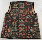 Vintage Vitabella Tapestry Vest Womens Medium Black Folk Art Norsk Grandpacore