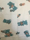Vintage Baby Blanket Teddy Bears Balloons 36  X 40  White Blue Pink Crib New