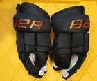 Men   s Used Bauer Bhpro 4 Roll Blue Hockey Gloves Size 14