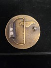 Vintage Indiana Metal Craft 1976 Ducks   Geese Over Pond Brass Belt Buckle
