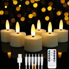 Flameless Rechargeable 6pcs Led Tea Lights Flickering Candles With Timer Remote