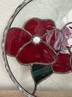 Red Poppy Flowers Floral Stained Glass Sun Catcher Hanging Window Round 10 5   