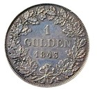 1 Gulden 1843 Free Imperial City Frankfurt Old German Silver Aks 12