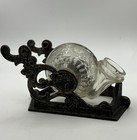 Victorian Tilting Snail Inkwell Glass Cast Iron Ink Well For Repair parts