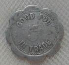 Portland Oregon Fred Fritz  saloon 1898-1912  Good For 5   In Trade Token 