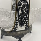 Antique Victorian Meriden Quadruple Silverplate Bride s Basket Clear Glass Bowl