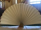 Vintage Green W butterflies-paper Fan Tabletop Brass Clamshell Base- 24   l X 13   h