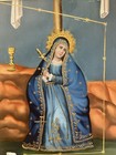 Antique Retablo Mexico Spanish Colonial Art Oil On Tin