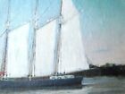Original Antique Oil On Canvas George Maynard Schooner Signed Framed Seascape