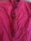 Vintage Touch   Red Ruffle Blouse Romantic Cottagecore Prairie Victorian Medium