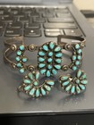 Vintage Navajo Turquoise Sterling Silver Bracelet   Earrings  Nice Set  