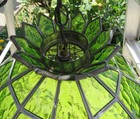 Tiffany Style Green Stained Glass Hanging Swag Light Fixture 16  Retro Mcm