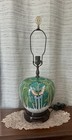 Antique Chinese Porcelain Cabbage Leaf Butterfly Famille Biscuit Jar Lamp