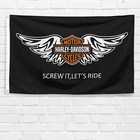 Harley Davidson Logo 3x5 Ft Flag Motorcycle Banner Polyester Garage Wall Sign