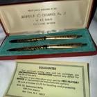 Vintage Chanel No 5 Arpege 14k Gold Filigree Perfumed Ballpoint Pen Set In Box
