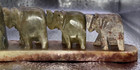 Green Marble Carved Elephants Figurines  Five Small Statue Made In India Vintage