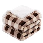  Sherpa Fleece Throw Blanket  Super Soft Warm Buffalo Plaid Throw-50 x60  Brown