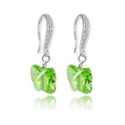 Light Green Butterfly 925 Silver Dangle Earrings Made With European Crystals 