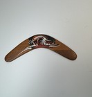 Vintage Australian Brown Wood Wooden Hand Painted Boomerang 