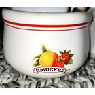 Smuckers Double Covered Jam Jelly Jar With Spoons Preserves Ceramic Bowl Vintage