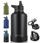 Civago 64 Oz Insulated Stainless Steel Water Bottle With Straw And 3 Lids