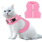 Pet Cat Walking Harness D-rings Breathable Mesh Escape Proof  vest Pink W d-rings
