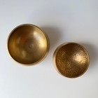 Vintage Tibetan Singing Bowl Set Gold Brass Etched Hammered Zen