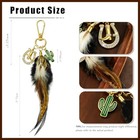 Western Keychain Cowgirl Bag Charm For Purses Horseshoe With Feather Gold