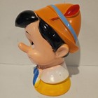 Vintage 1971 Disney Pinocchio Hard Plastic Piggy Bank Head Bust 10  W  Plug
