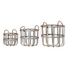 Rustic Round Metal Basket Set Country Farmhouse Display