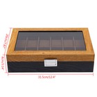12 Slots Vintage Wooden Watch Box Organizer Watch Display Case With Glass Top