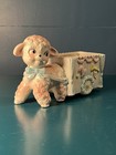 Vintage Relpo Ceramic Lamb W cart Pink Blue Nursery Decor Planter Mcm Japan