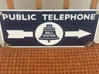 Bell System Porcelain Telephone Arrow Sign  Blue   White