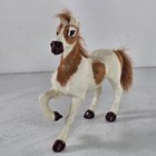 Real Fur Horse Figurine Brown   White Pinto Standing Pose Collectible