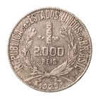 1929 Brazil 2000 Reis Silver Coin Liberty Head World Coin