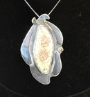Navajo Silver Native American Carved Roses Necklace Pendant Signed 18  Box Chain
