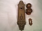 Antique K d Cast Brass Door Knob Set Reading Plate  Lock Thumb Turn And Key  899