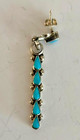 Vintage Navajo zuni Turquoise Long Slim Dangle Post Earrings - 6 Stone Teardrop