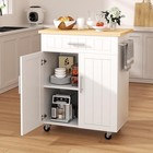 Kitchen Island Cart With Storage  Portable Bar Cabinet On White-26 Inch