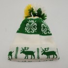Vintage 1970s John Deere Tractor Ski Knit Beanie Stocking Cap Pom Pom Winter Hat