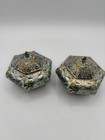Vintage Floral Chinese Cloisonne Brass 3    Trinket Box Lot Of 2