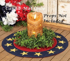 New Primitive Americana Candle Mat Stars Red Blue Cream Canvas 13  Rnd Patriotic