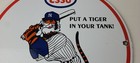Vintage Esso Gasoline Sign - Advertising Gas Pump Yankee Baseball Porcelain Sign